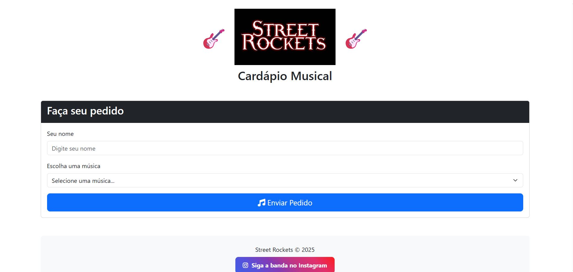 Cardápio Digital Street Rockets